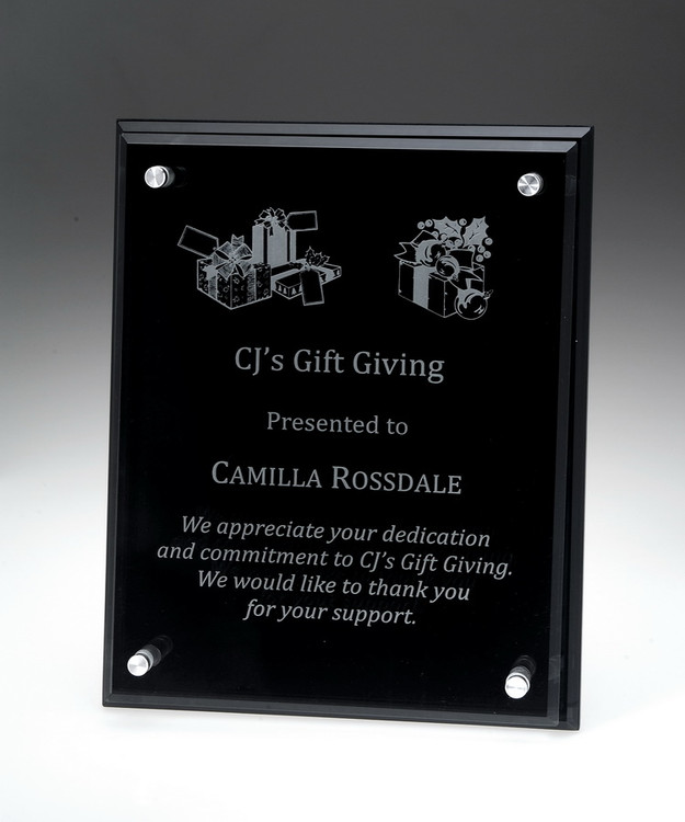 Black Glass Plaque w/ Glass