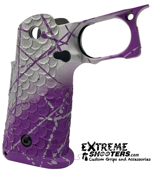 Silver to purple custom grip module with Dragon Scales, and regular reduction.