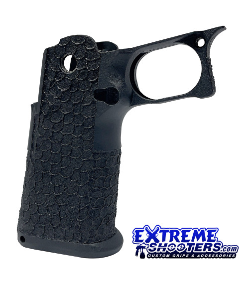 Staccato P Stippled black grip for a 2011. Grip reduction with custom Dragon Scale texturing