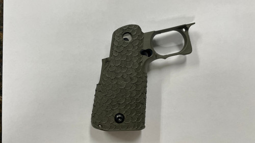 Side profile of this OD Green Dragon Scale grip custom one off.