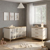 IKID Cama de Grades Capri Branco e Natural 120x60