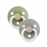 BIBS 2 Chupetas Colour Glow Látex Redonda Sage/Cloud 0-6M
