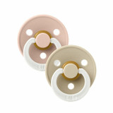 BIBS 2 Chupetas Colour Glow Látex Redonda Vanilla/Blush 6-18M