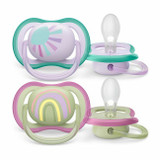 Philips AVENT 2 Chupetas Ultra Air Arco-Íris Menta/Roxo 0-6M SCF085/59