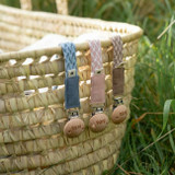 BIBS Prende-Chupeta em Trança Dusty Pink/Baby Pink