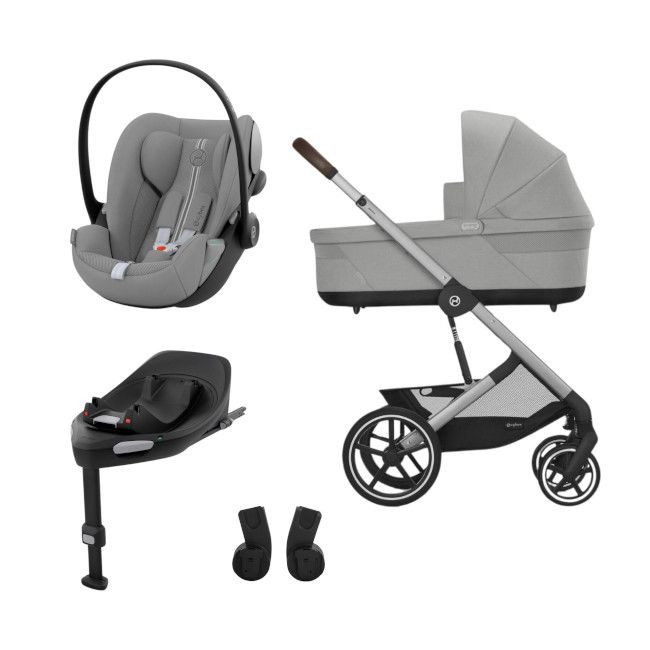 Cybex Balios S Lux Travel System + Cloud G i-Size + Carrycot S + Isofix Base G Stone Grey