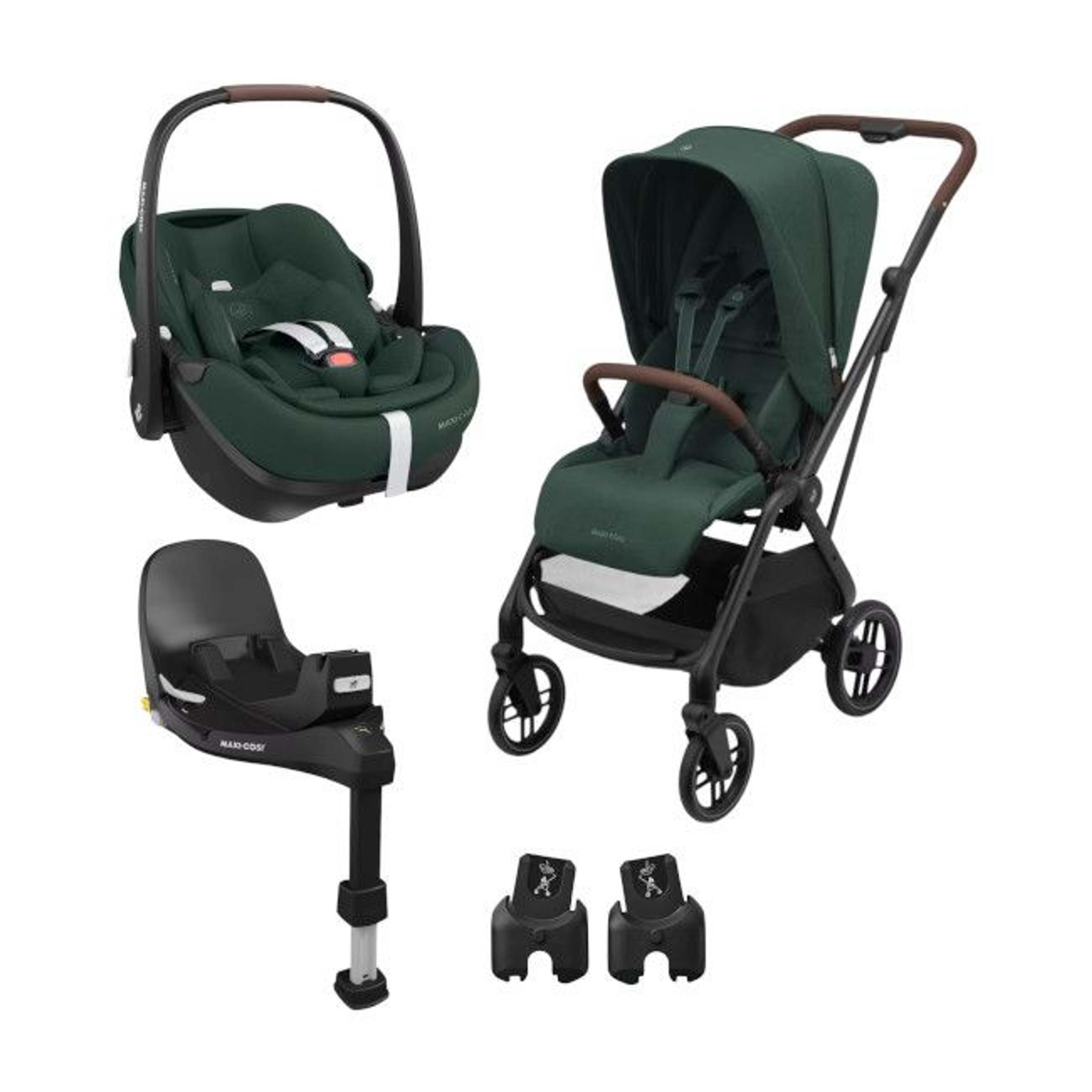 Maxi-Cosi Leona² Duo + Pebble 360 Pro2 Car Seat + FamilyFix 360 Pro Twillic Green