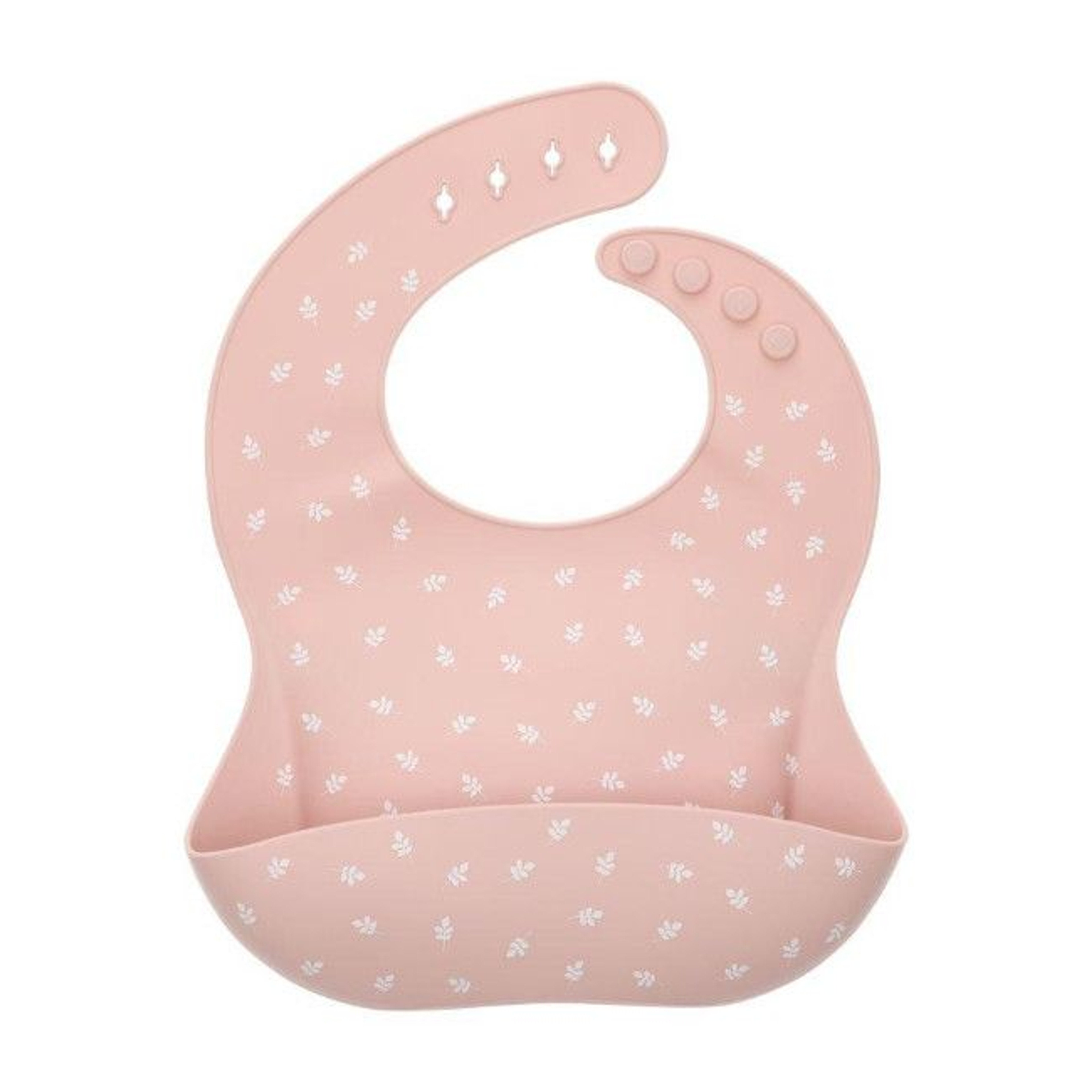 Tutete Silicone Bib with Pocket Leaves Pink