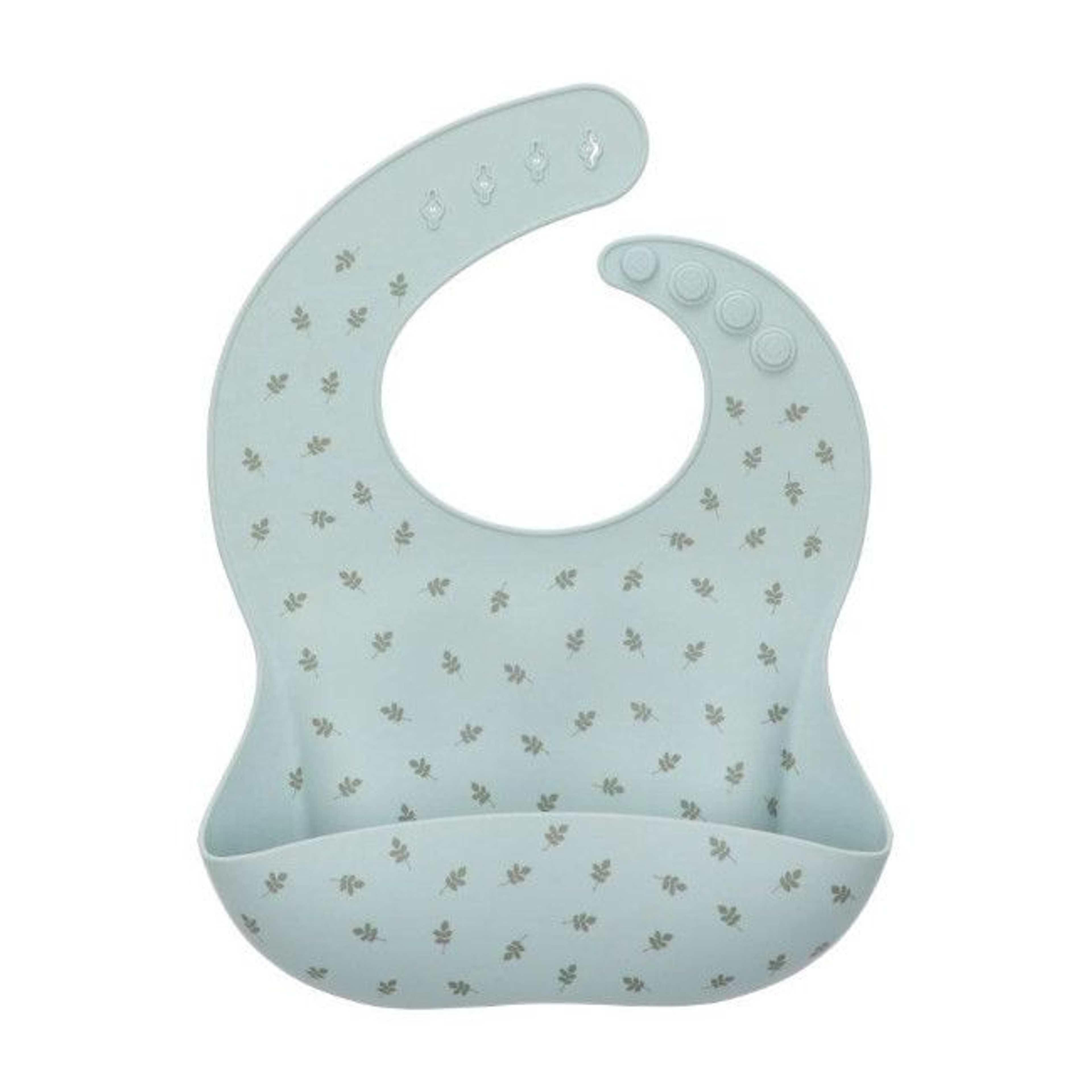 Tutete Silicone Bib with Pocket Leaves Sage