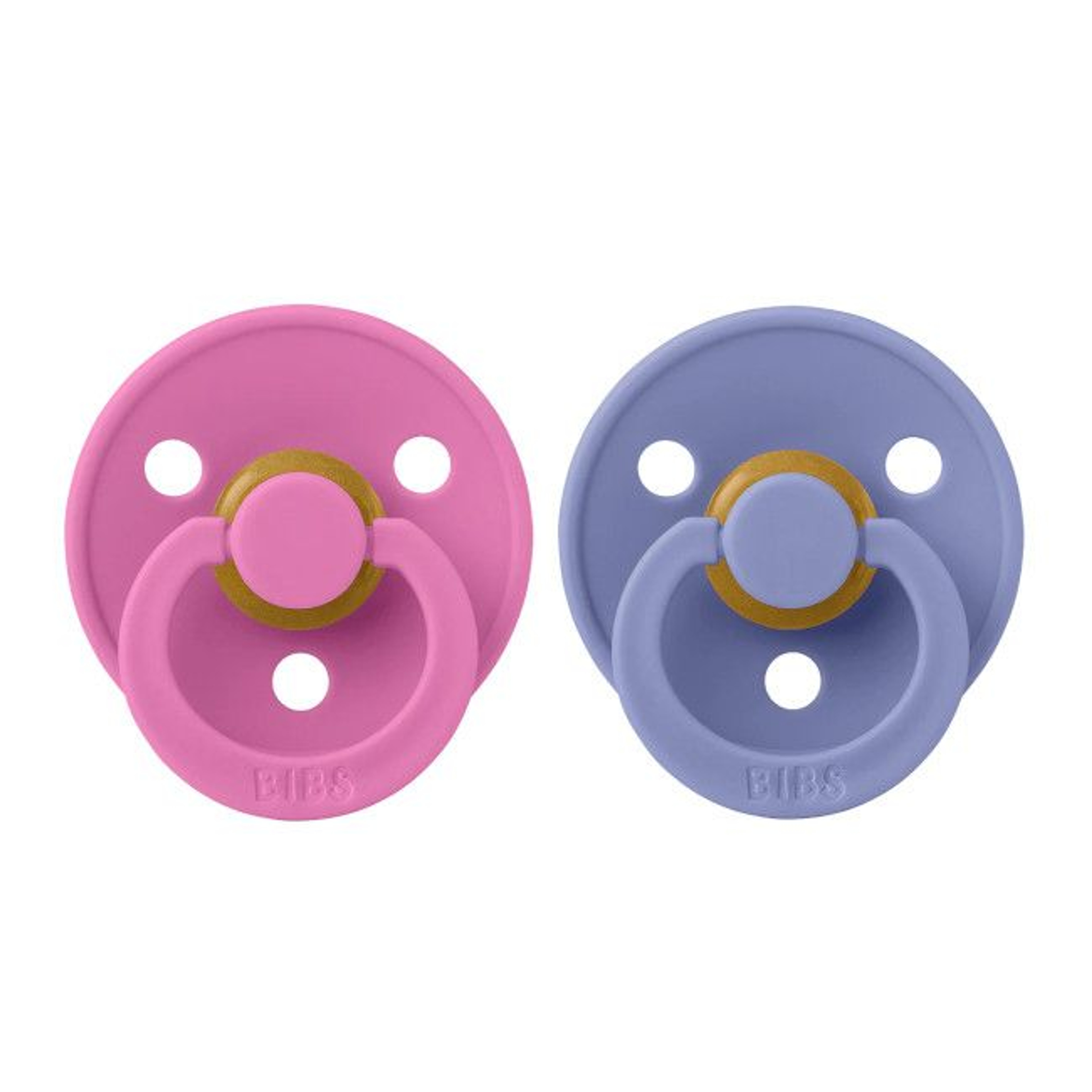 BIBS 2 Colour Round Latex Dummies Bubblegum/Peri 0-6M