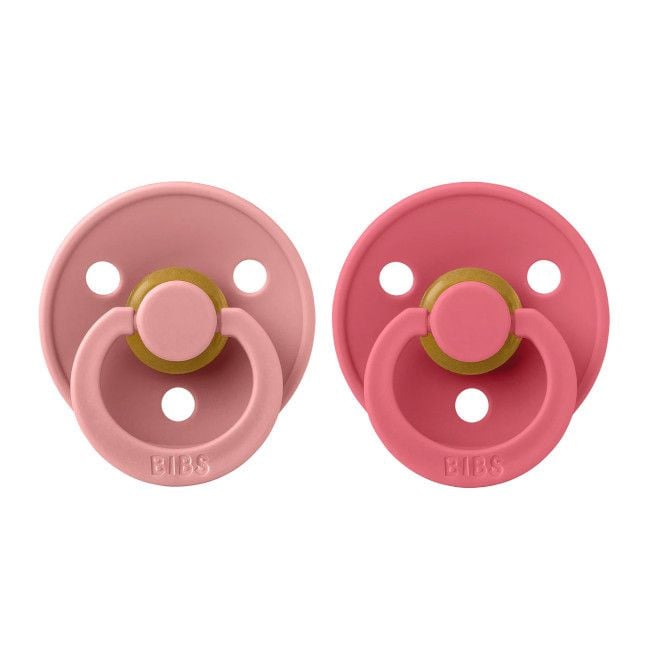 BIBS 2 Colour Round Latex Dummies Dusty Pink/Coral 6-18M