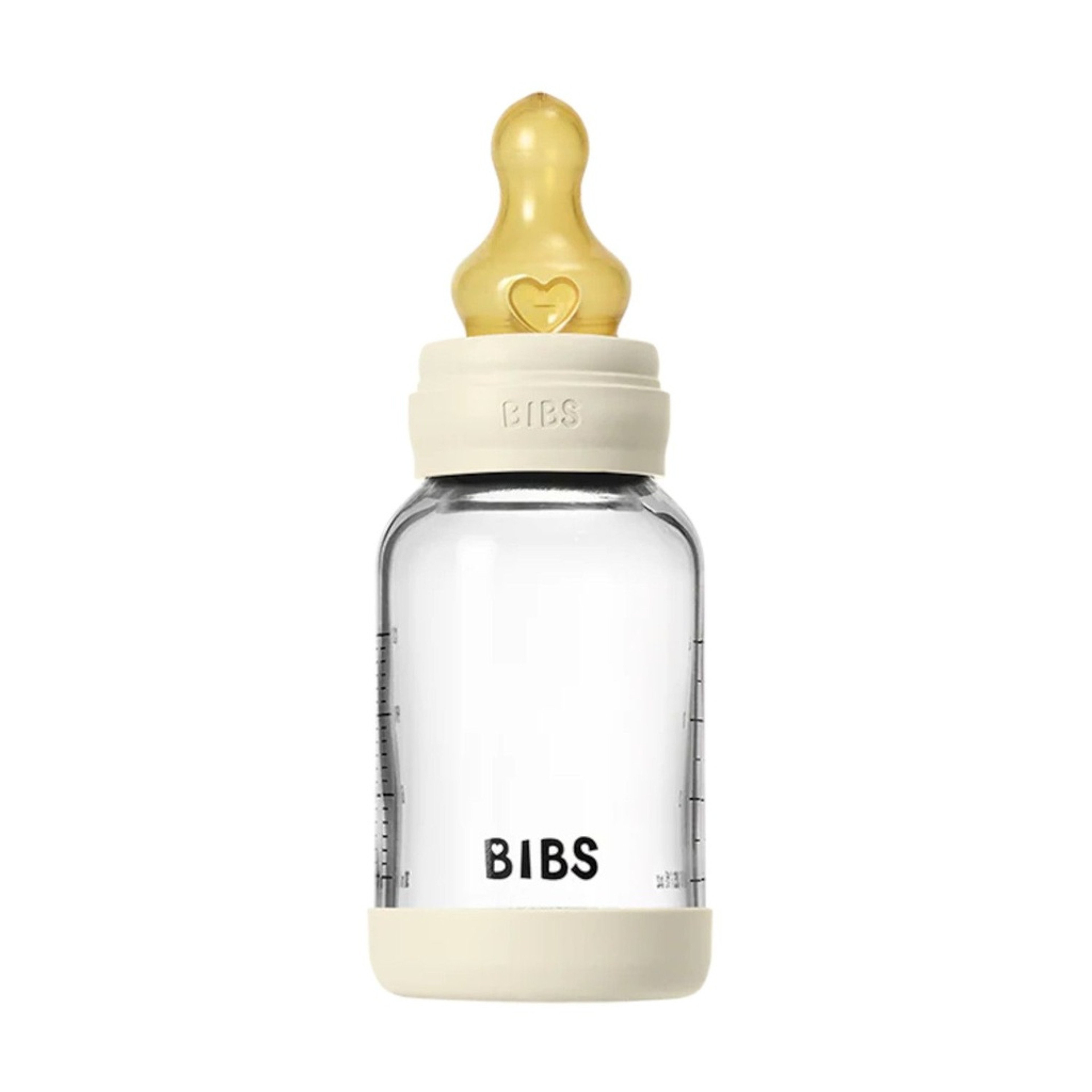 BIBS Glass Bottle Round Teat Slow Flow Ivory 120ml