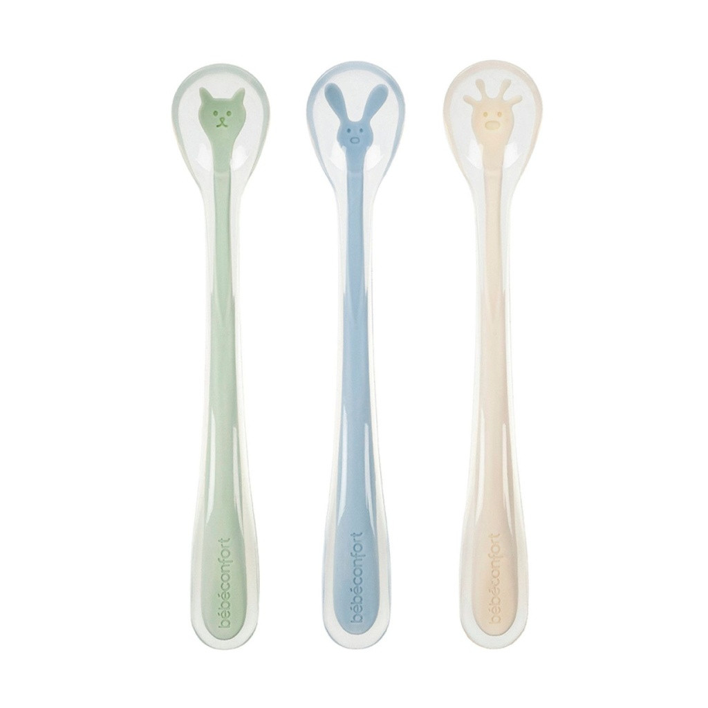 Bébé Confort 3 Silicone Spoons Green/Blue/Yellow