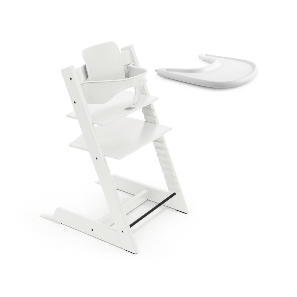 Stokke Tripp Trapp Beech Chair + Baby Set 2 + Tray White