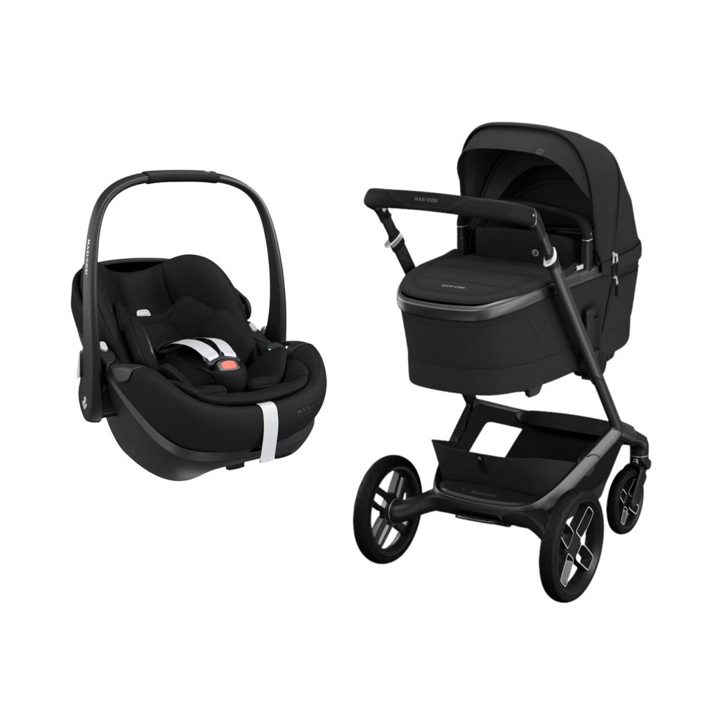 Maxi-Cosi Trio Fame Stroller + Carrycot + Pebble 360 Pro2 Car Seat Twillic Black