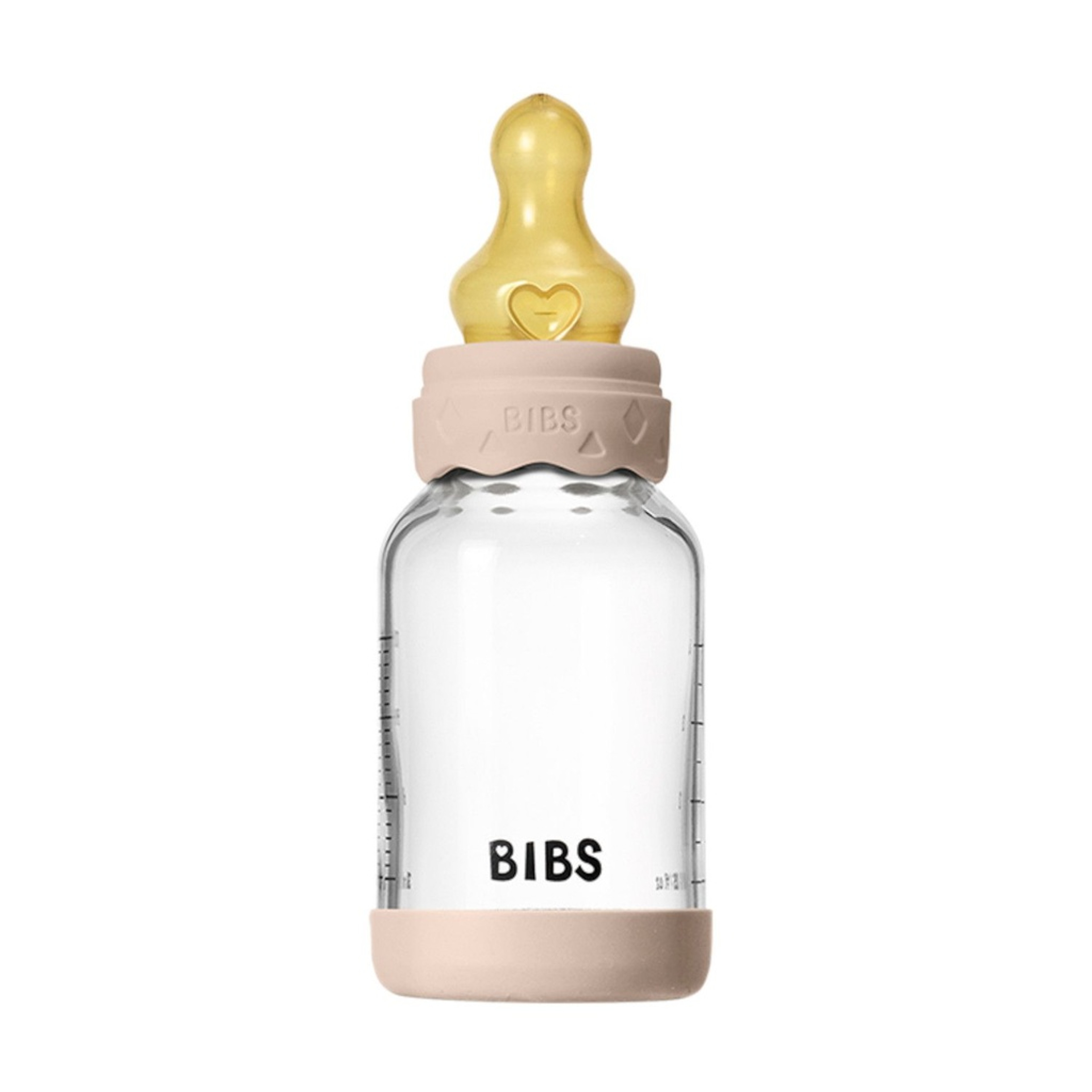 BIBS Glass Baby Bottle Round Teat Slow Flow Blush 120ml