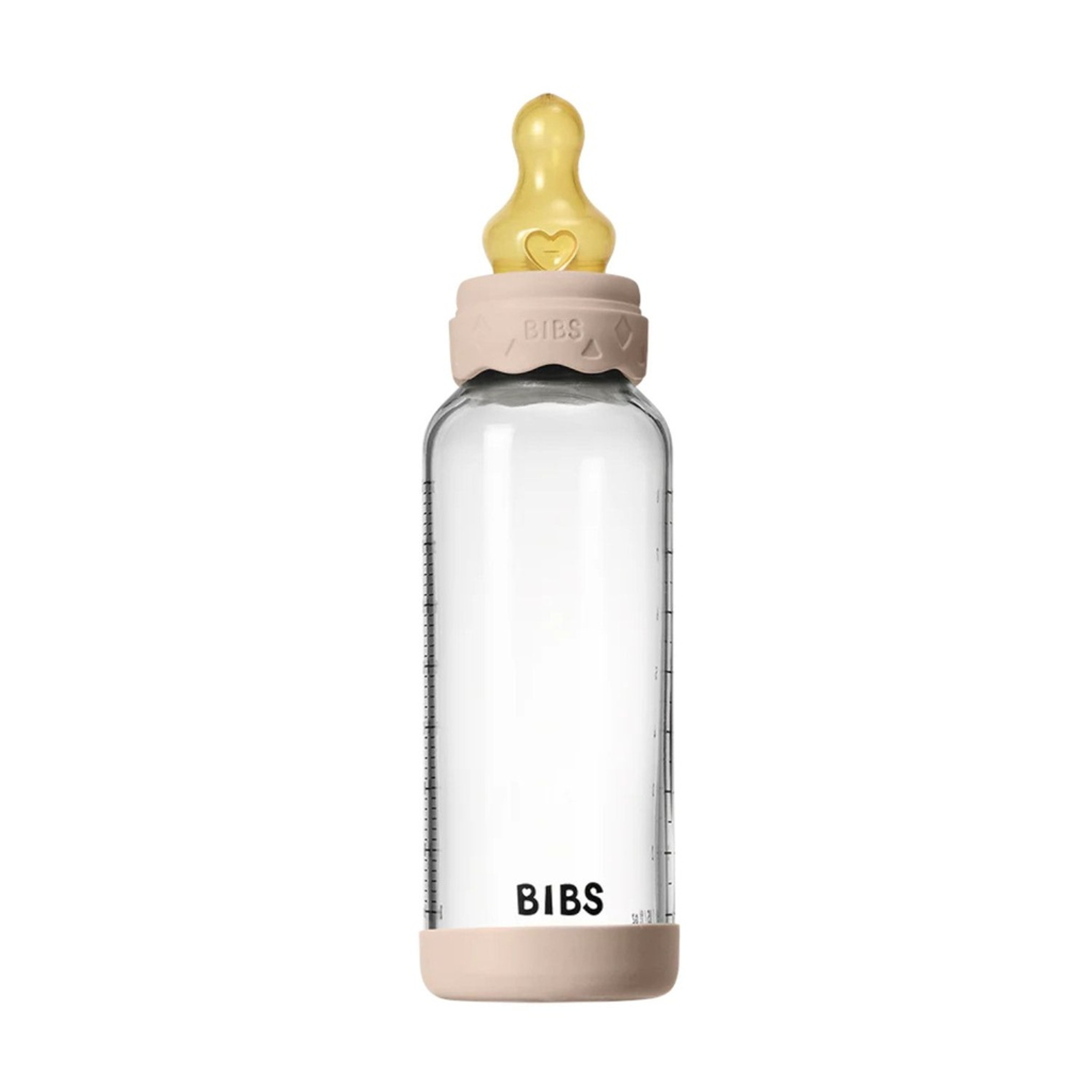 BIBS Glass Baby Bottle Round Teat Medium Flow Blush 240ml