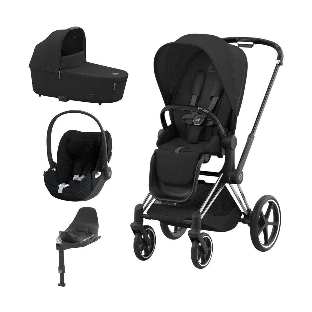 Cybex Trio PRIAM NG Chrome Black + Carrycot + Isofix Base + CLOUD T i-Size Sepia Black