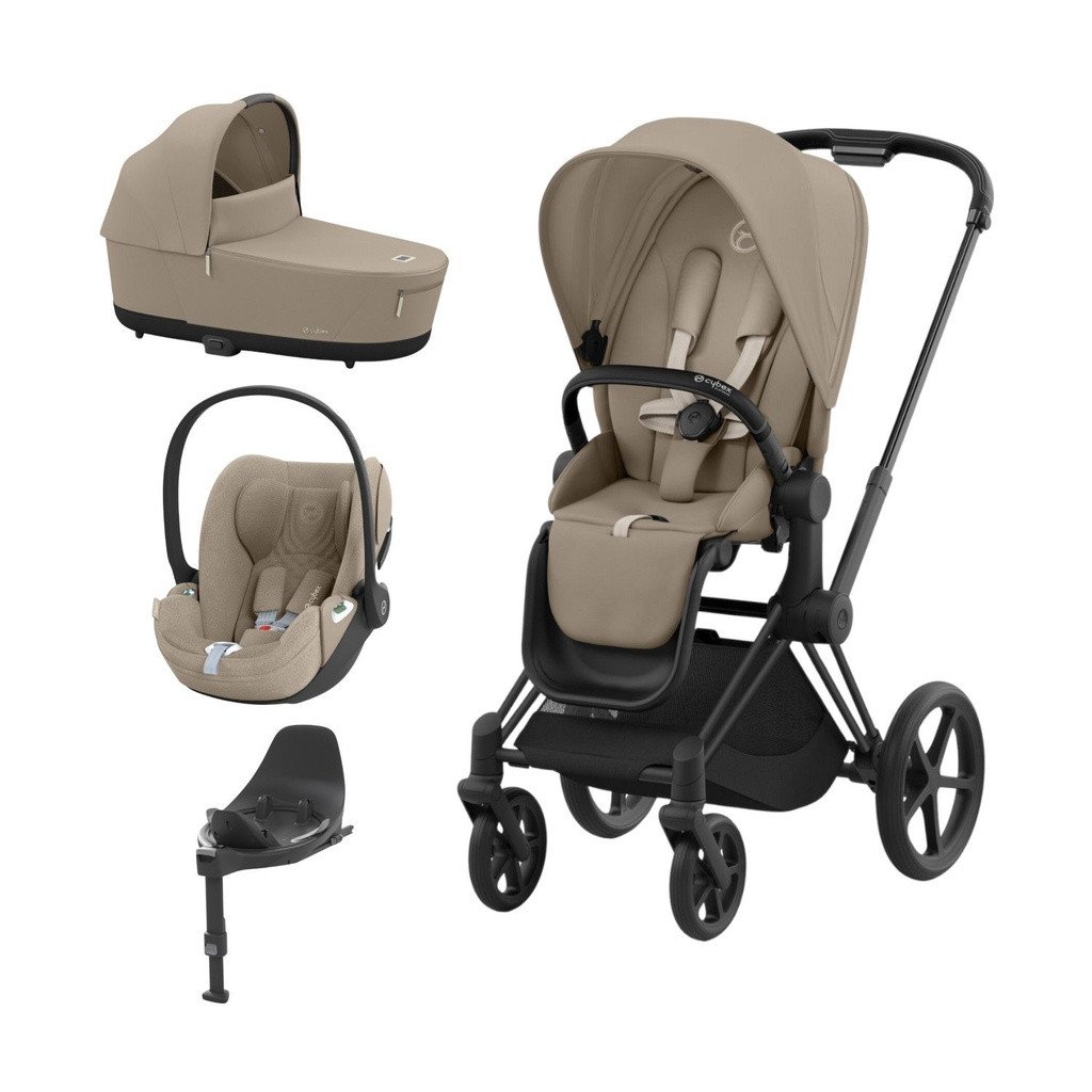 Cybex Trio PRIAM NG Matt Black + Carrycot + Isofix Base + CLOUD T i-Size Cozy Beige