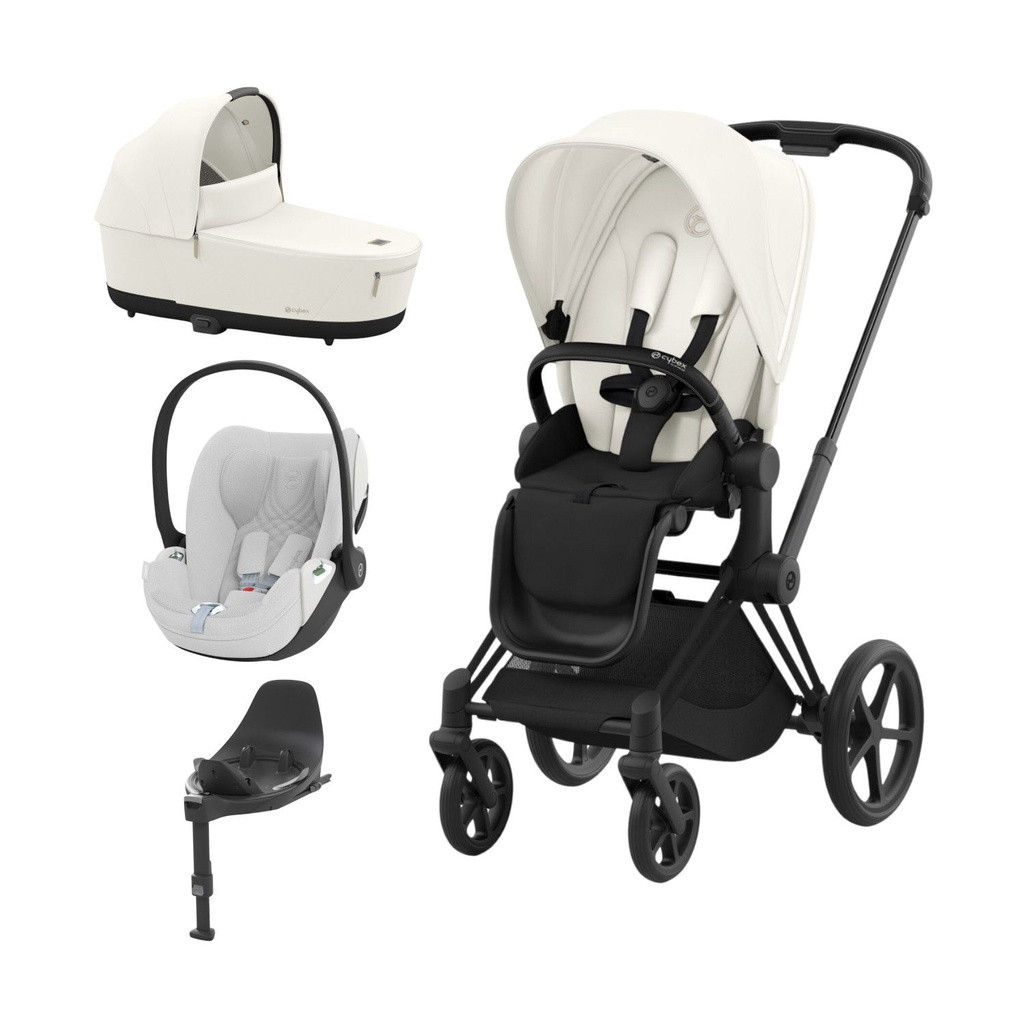 Cybex Trio PRIAM NG Matt Black + Carrycot + Isofix Base + CLOUD T i-Size Off White