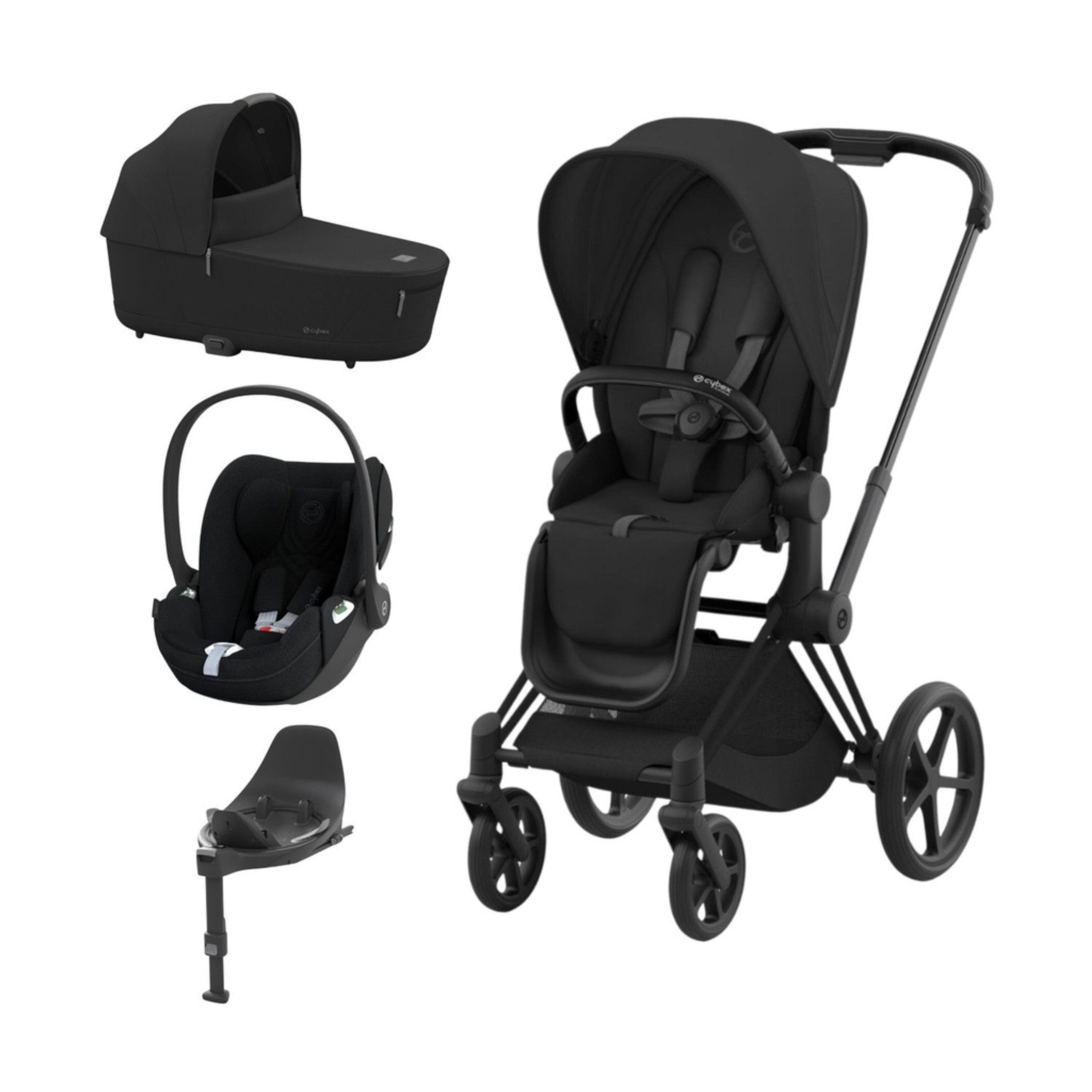 Cybex Trio PRIAM NG Matt Black + Carrycot + Isofix Base + CLOUD T i-Size Sepia Black