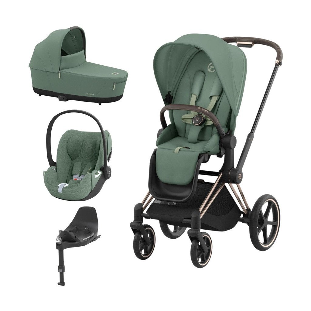Cybex Trio PRIAM NG Rosegold + Alcofa + Base Isofix + CLOUD T i-Size Leaf Green