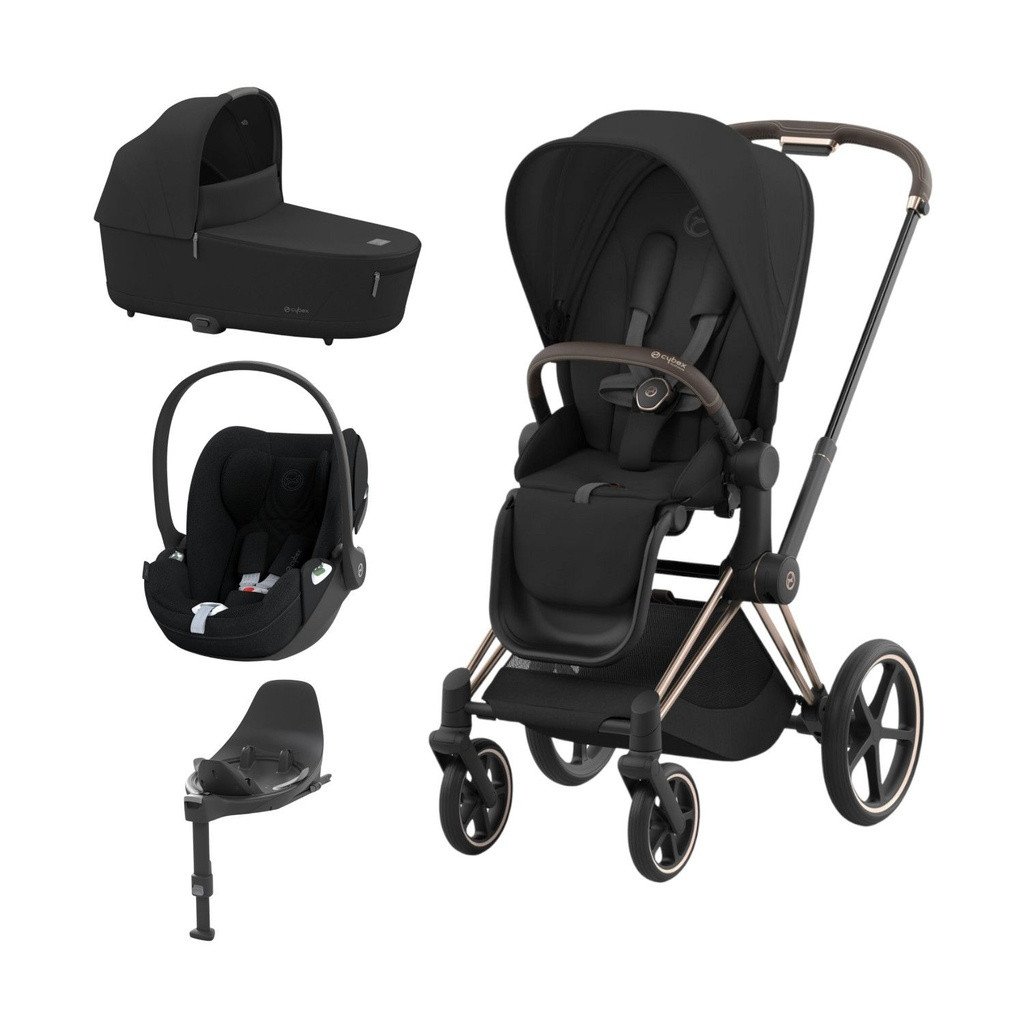 Cybex Trio PRIAM NG Rosegold + Carrycot + Isofix Base + CLOUD T i-Size Sepia Black