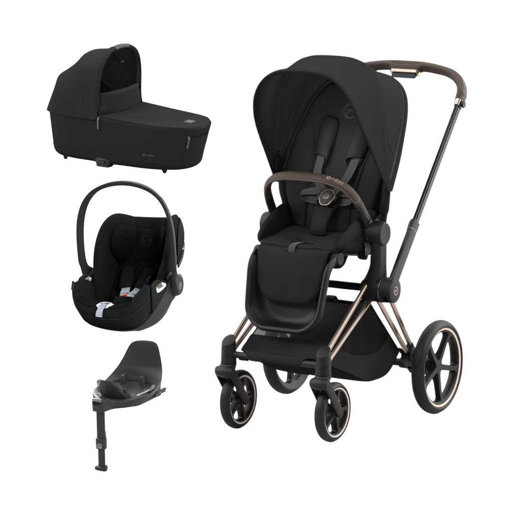 Cybex Trio PRIAM NG Rosegold + Carrycot + Isofix Base + CLOUD T i-Size Sepia Black