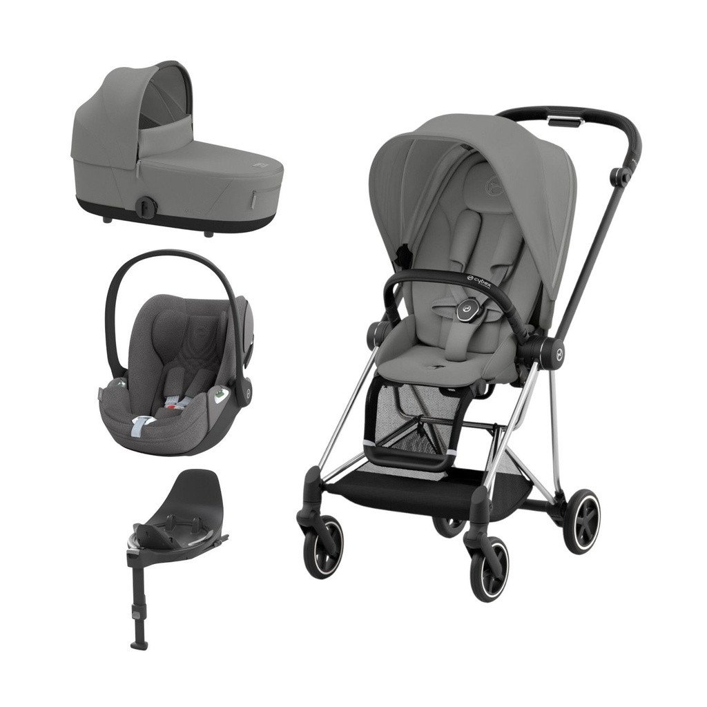 Cybex Trio MIOS NG Chrome Black + Carrycot + Isofix Base + CLOUD T i-Size Mirage Grey