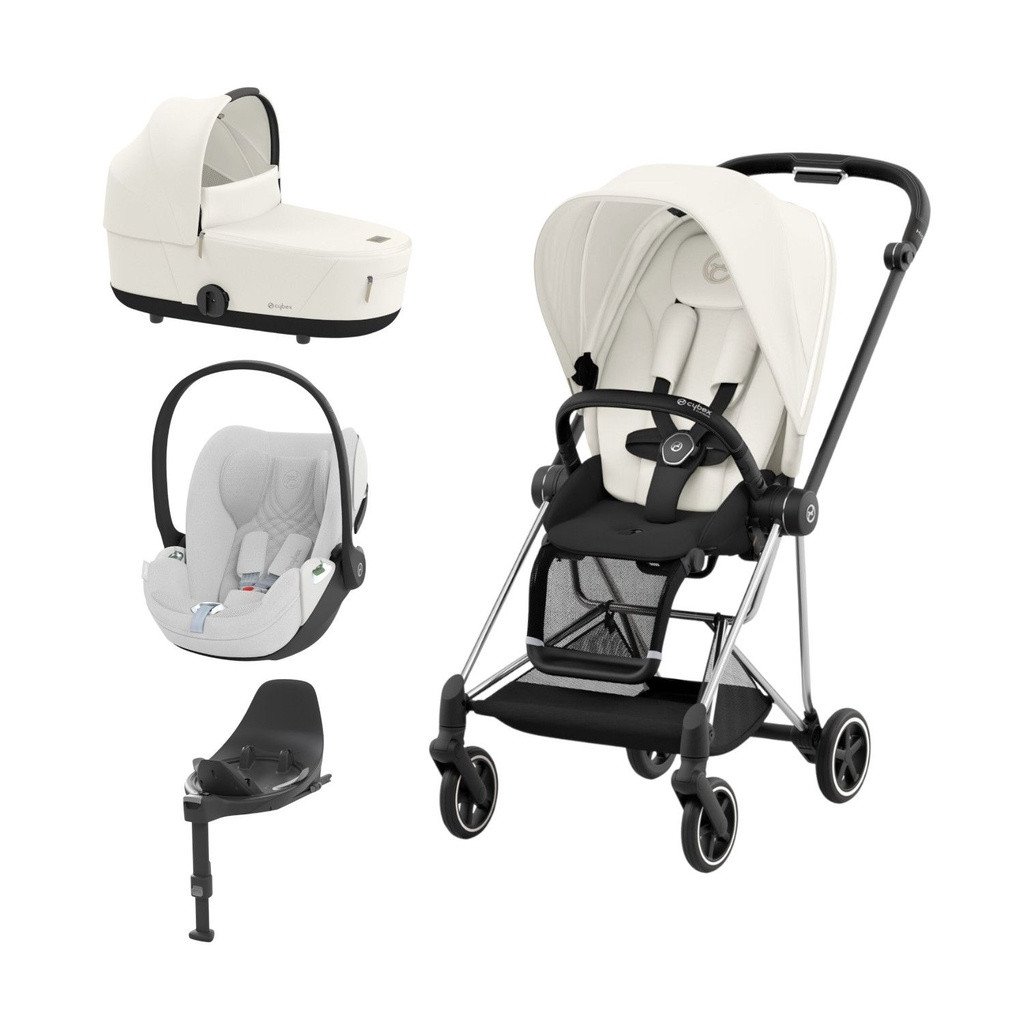 Cybex Trio MIOS NG Chrome Black + Carrycot + Isofix Base + CLOUD T i-Size Off White