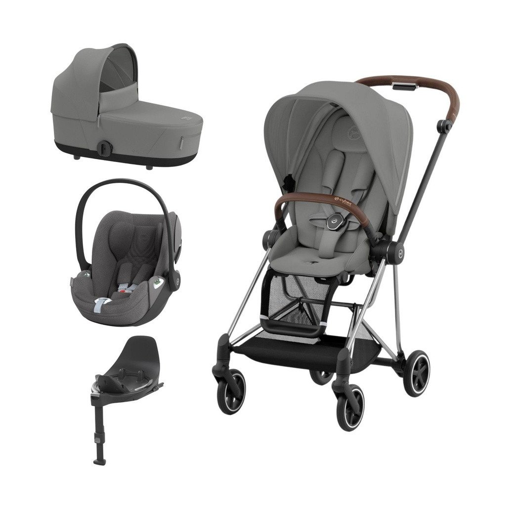 Cybex Trio MIOS NG Chrome Brown + Carrycot + Isofix Base + CLOUD T i-Size Mirage Grey