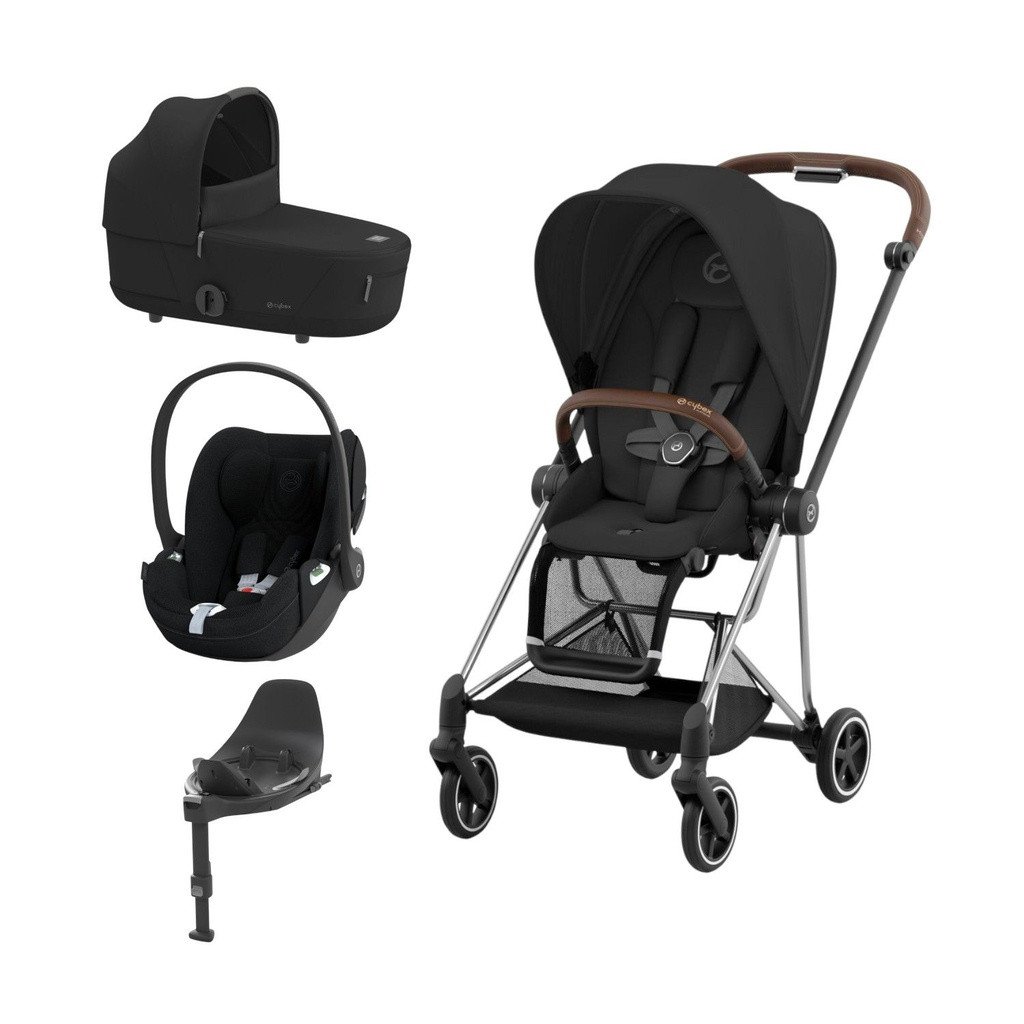 Cybex Trio MIOS NG Chrome Brown + Carrycot + Isofix Base + CLOUD T i-Size Sepia Black