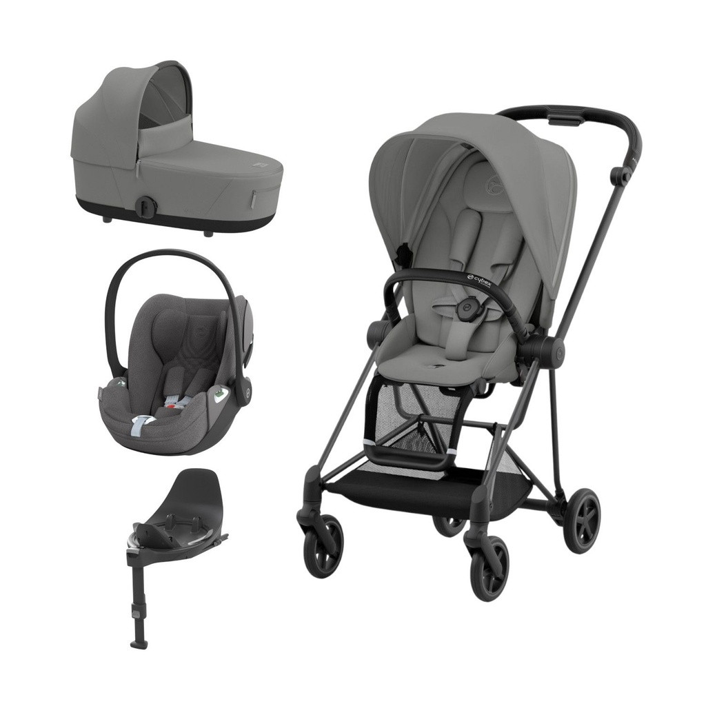 Cybex Trio MIOS NG Matt Black + Carrycot + Isofix Base + CLOUD T i-Size Mirage Grey