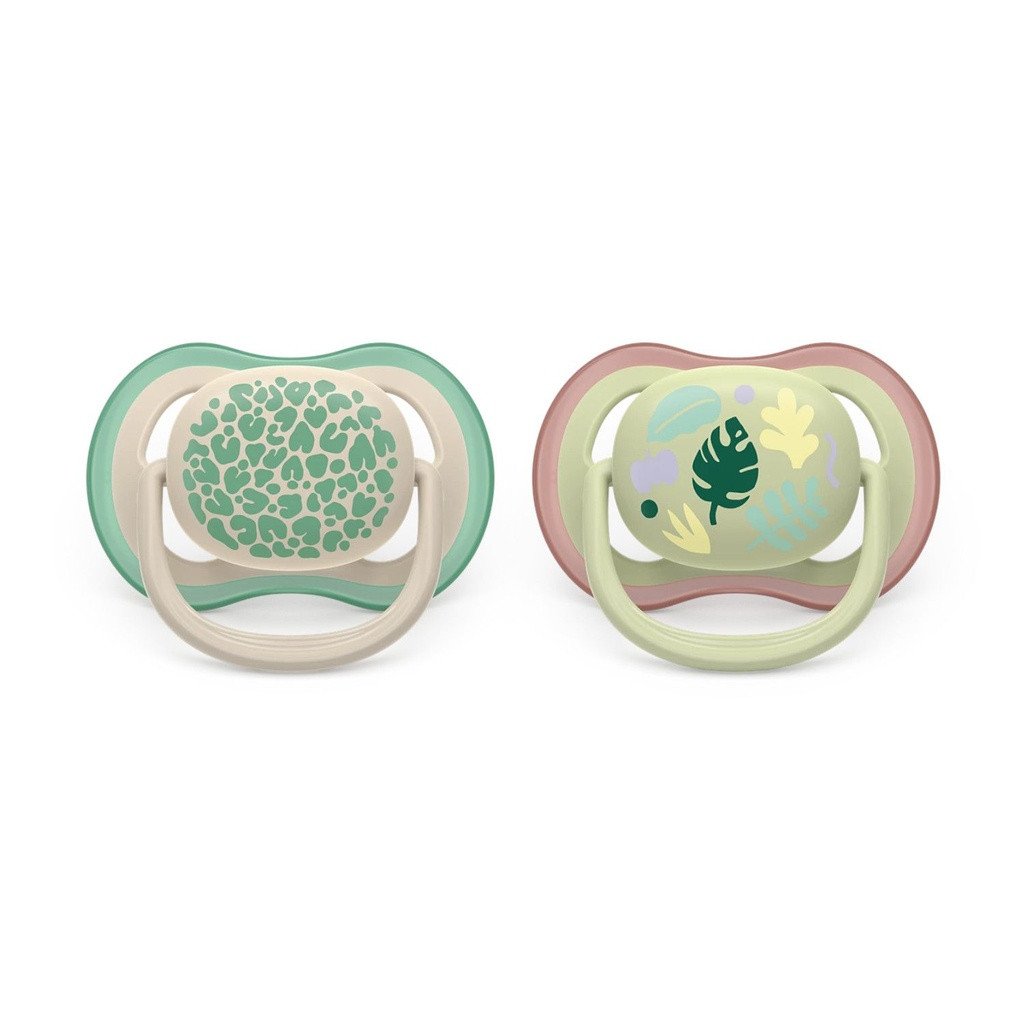 Philips AVENT 2 Chupetas Ultra Air Creme/Verde Folhas 6-18M 177SCF087/17