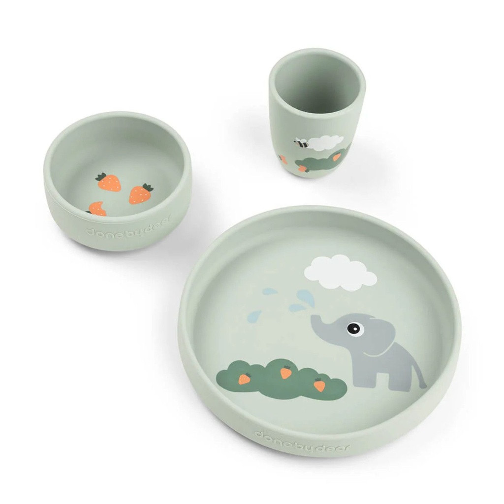 Done by Deer Conjunto de Refeição Stick&Stay Elphee Green 1569823