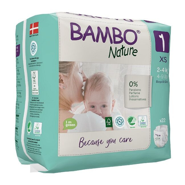 Bambo Nature Nappies Size 1 XS 2-4Kg 22 pcs