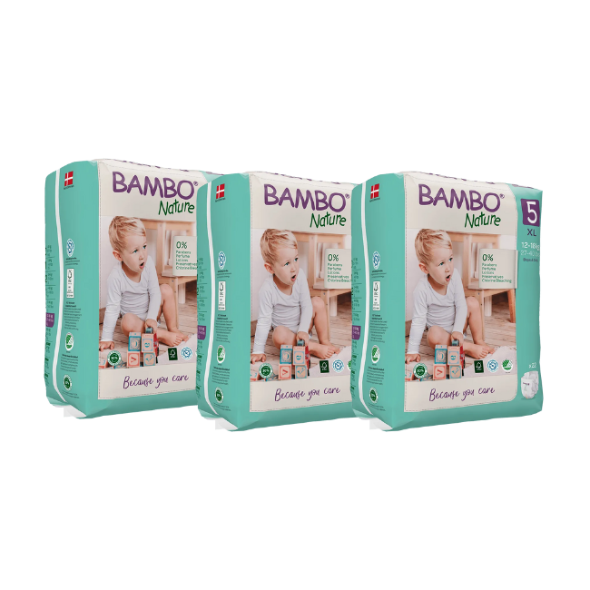 Bambo Nature Nappies Pack Size 5 XL 12-18Kg (3x44) 132 pcs