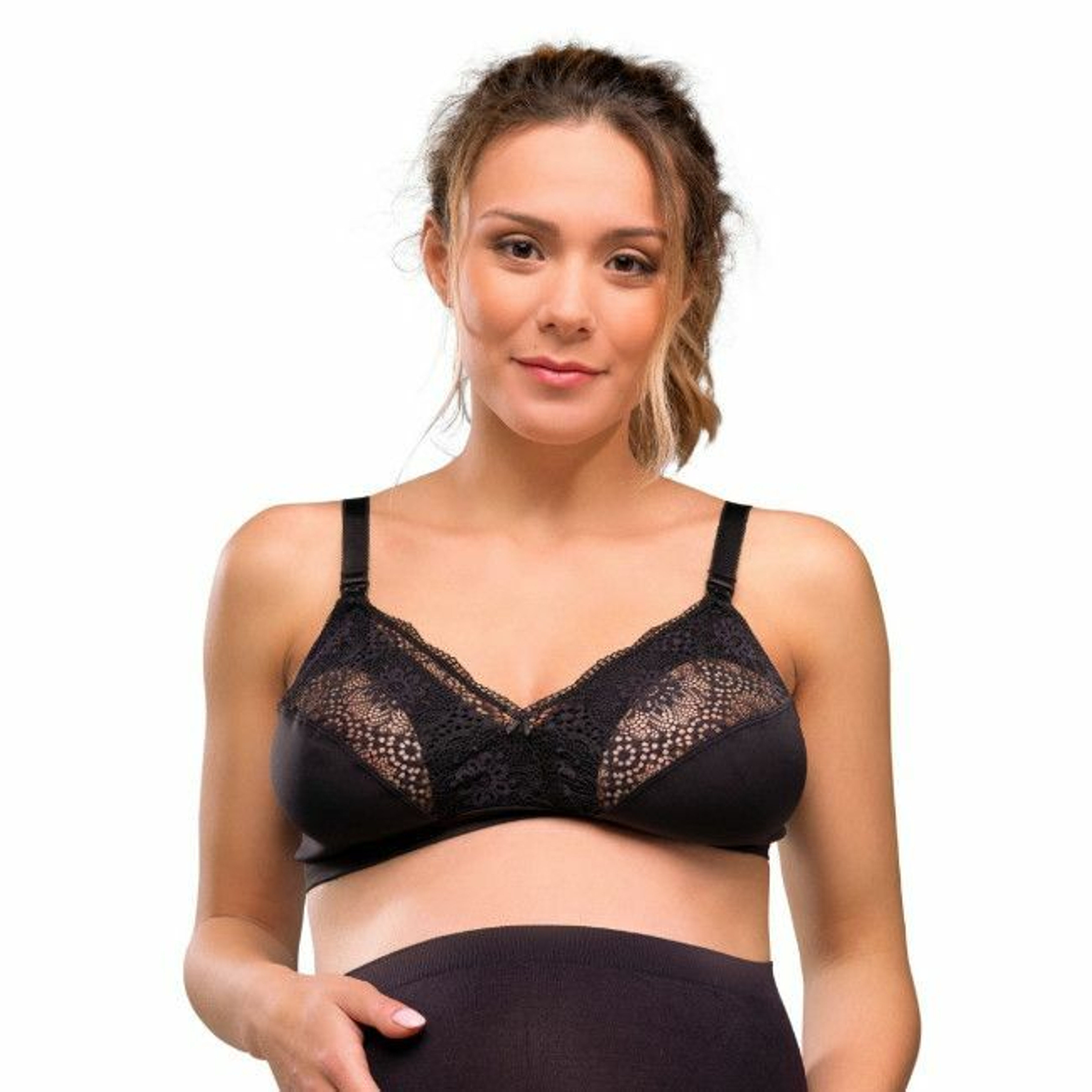 Carriwell Sutiã de Amamentação Suave em Renda Preto M 2111