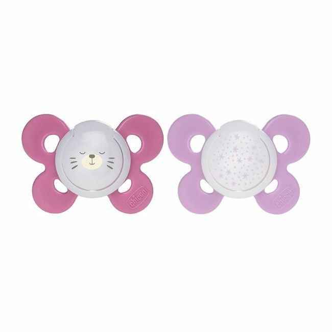 Chicco 2 Physio Comfort Lumi Soothers Seal & Stars Pink 16-36M