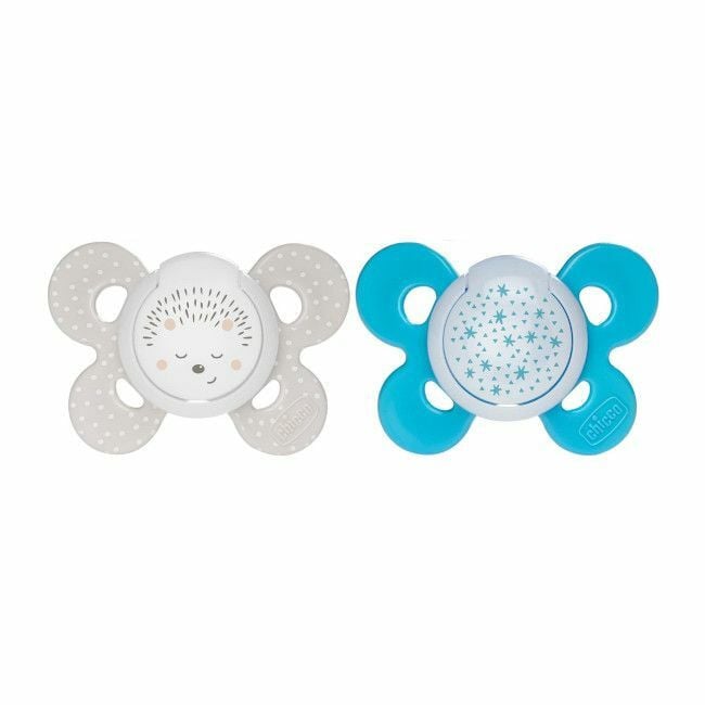 Chicco 2 Physio Comfort Lumi Soothers Hedgehog & Stars Blue 16-36M