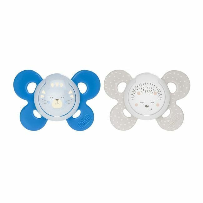 Chicco 2 Physio Comfort Lumi Soothers Tiger & Hedgehog Blue 16-36M