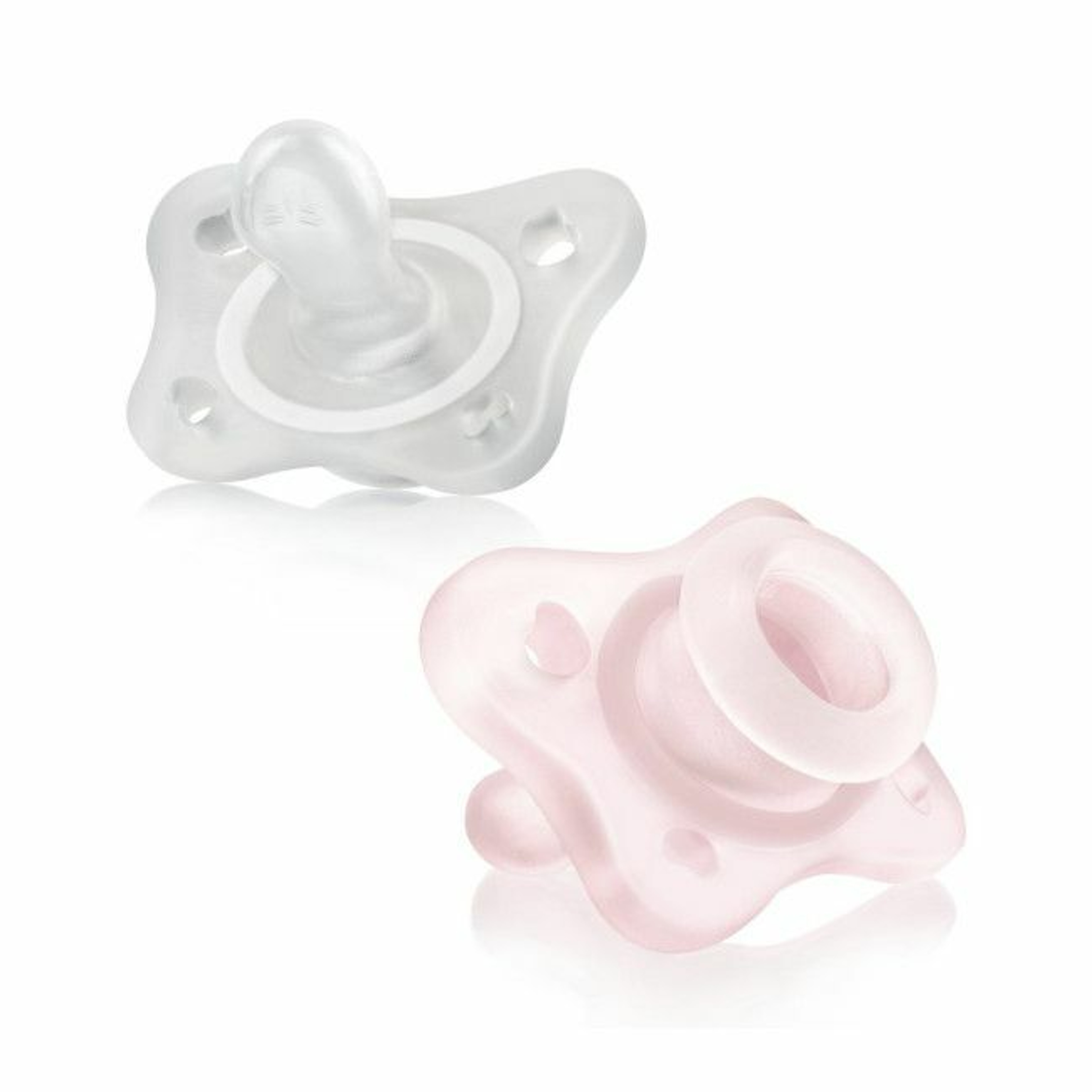 Chicco 2 PhysioForma Mini Soft Silicone Soothers Light Pink & White 0-2M