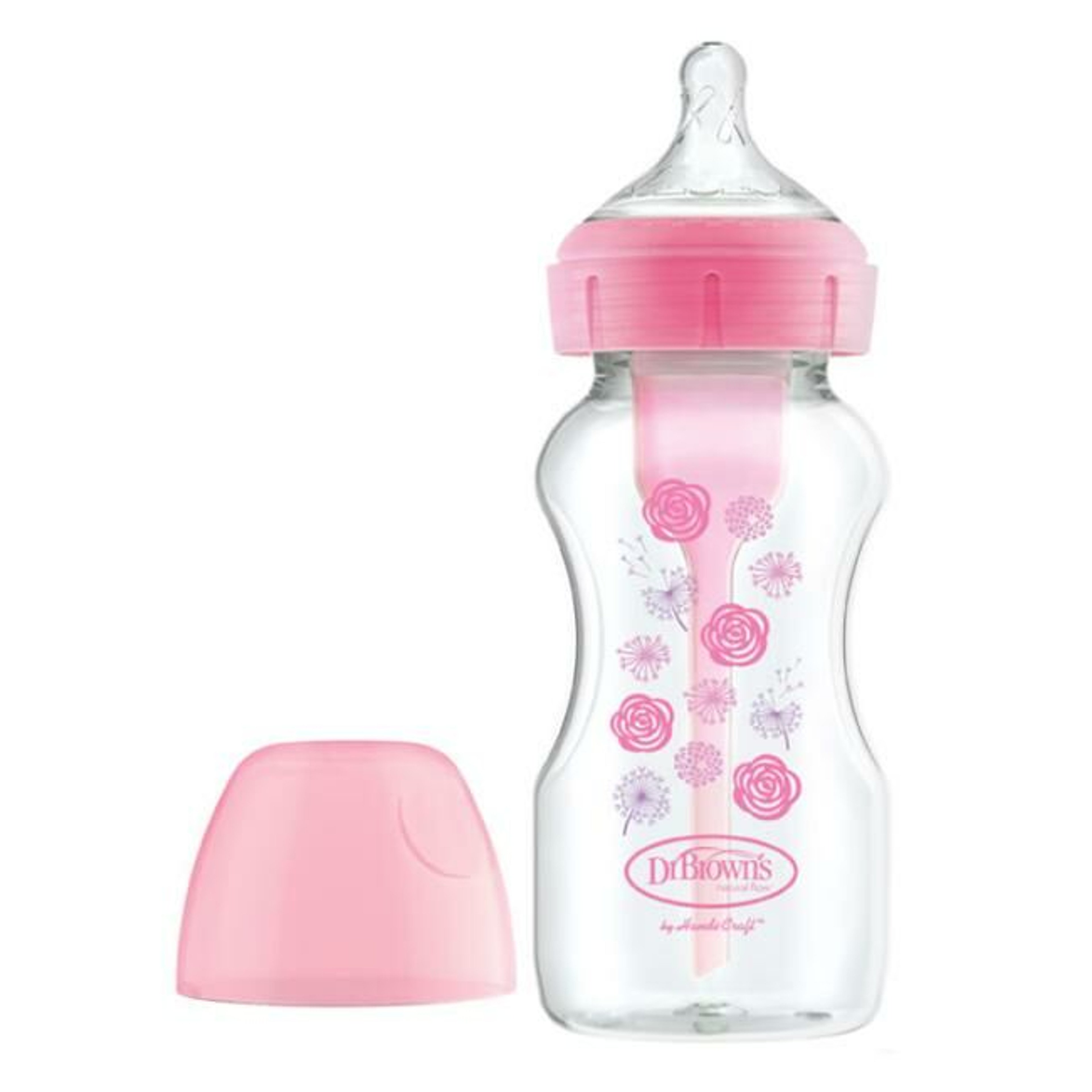 Dr. Brown's Biberão Options+ Gargalo Largo 270ml Rosa Flores 204898.0
