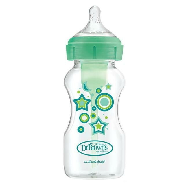 Dr. Brown's Options+ Wide-Neck Baby Bottle 270 ml Green Stars 204900.0