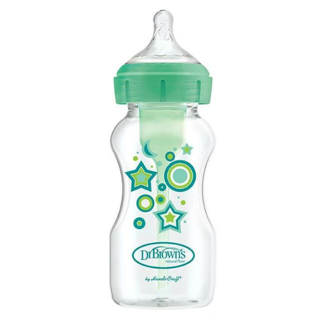 Dr. Brown's Options+ Wide-Neck Baby Bottle 270 ml Green Stars 204900.0