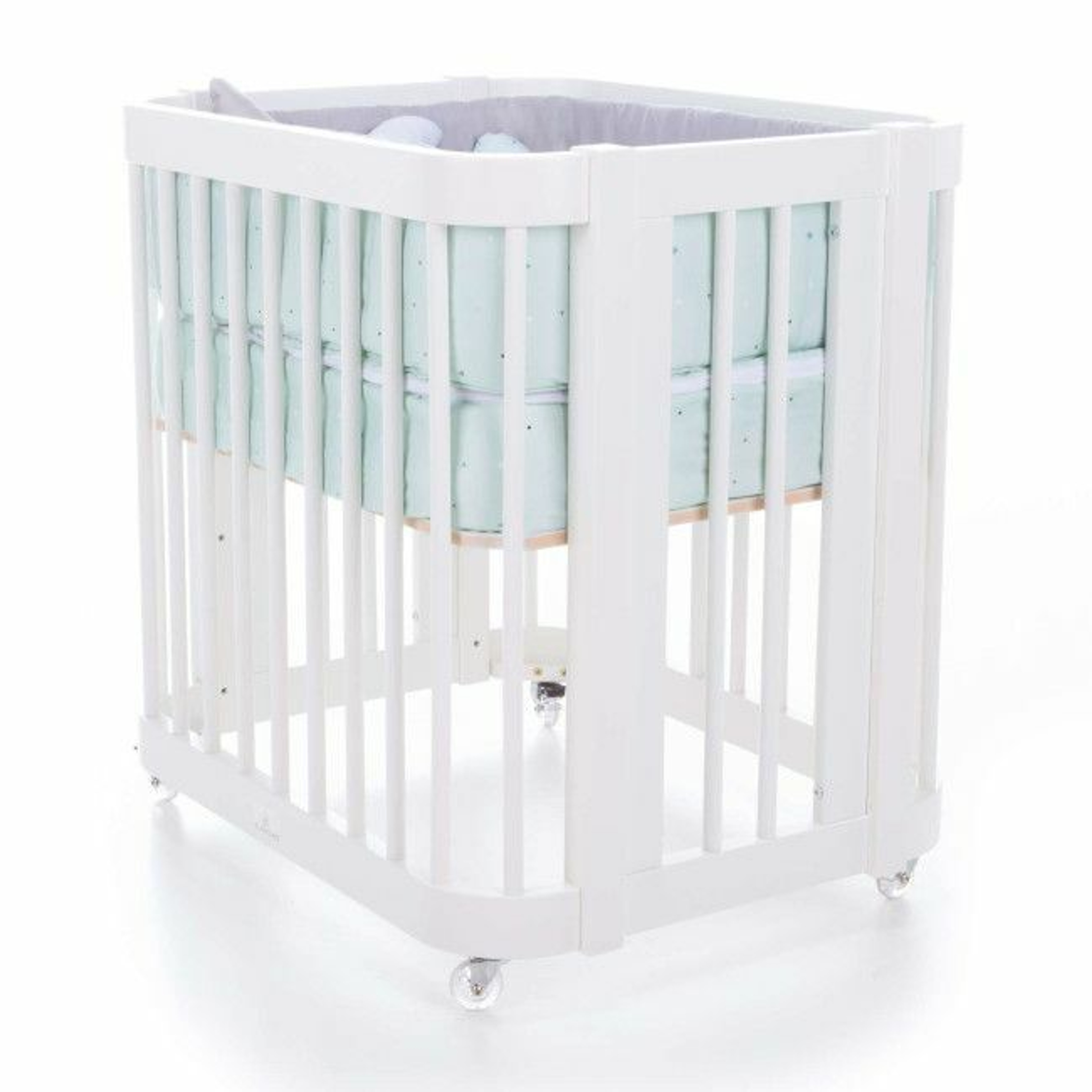 Alondra Berço 4 em 1 CREA TRE Branco + Têxtil Completo Espuma do Mar K43-TX127