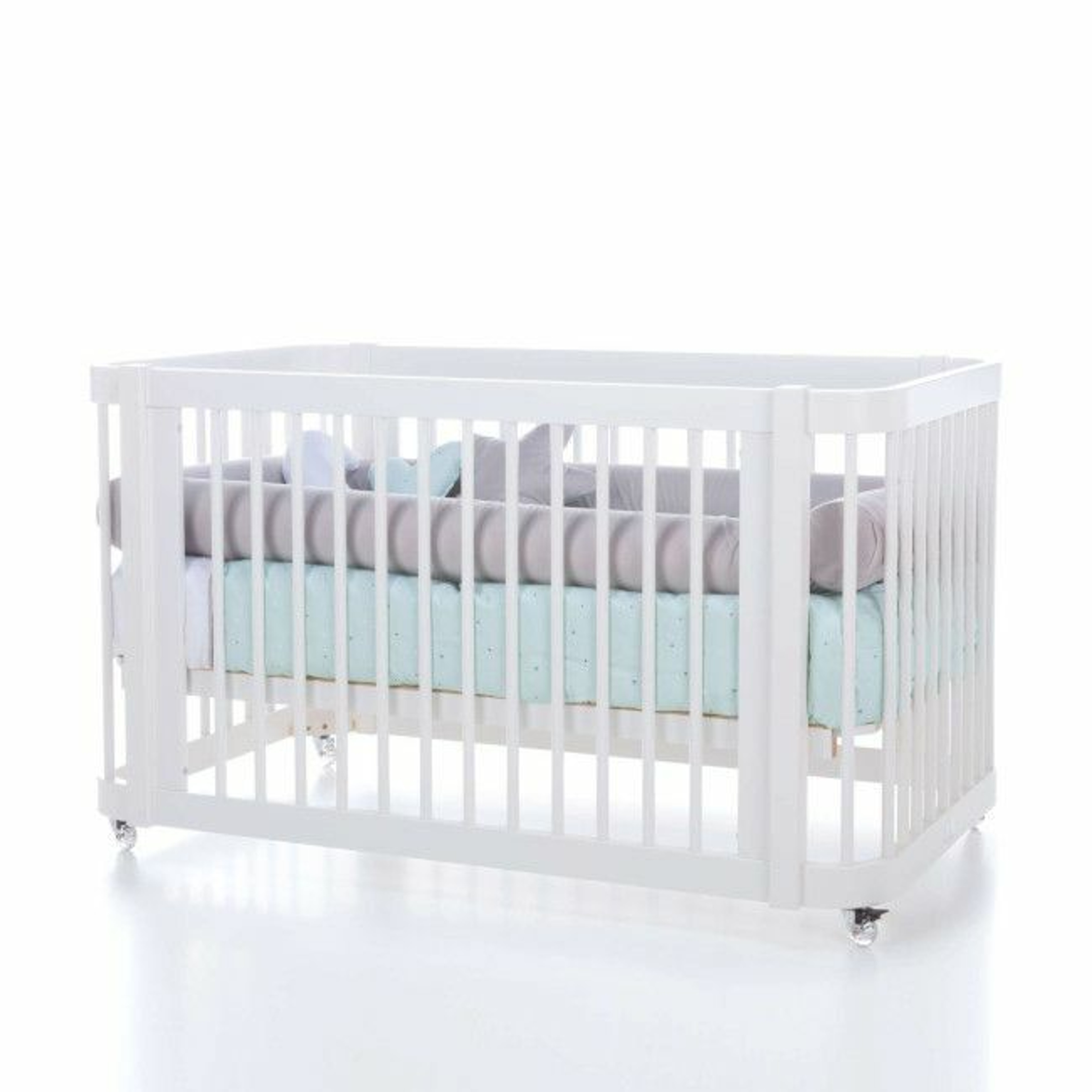 Alondra Berço 4 em 1 CREA TRE Branco + Têxtil Completo Espuma do Mar K43-TX127