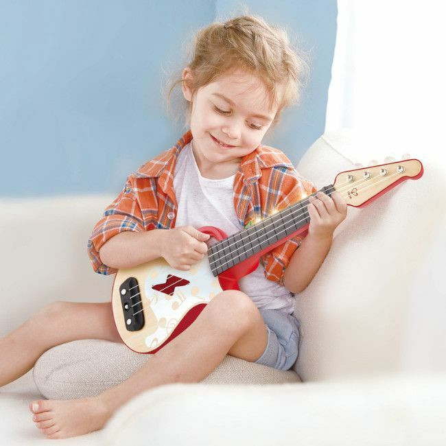 Hape Ukelele Aprender com Luzes Vermelho +3 Anos E0624