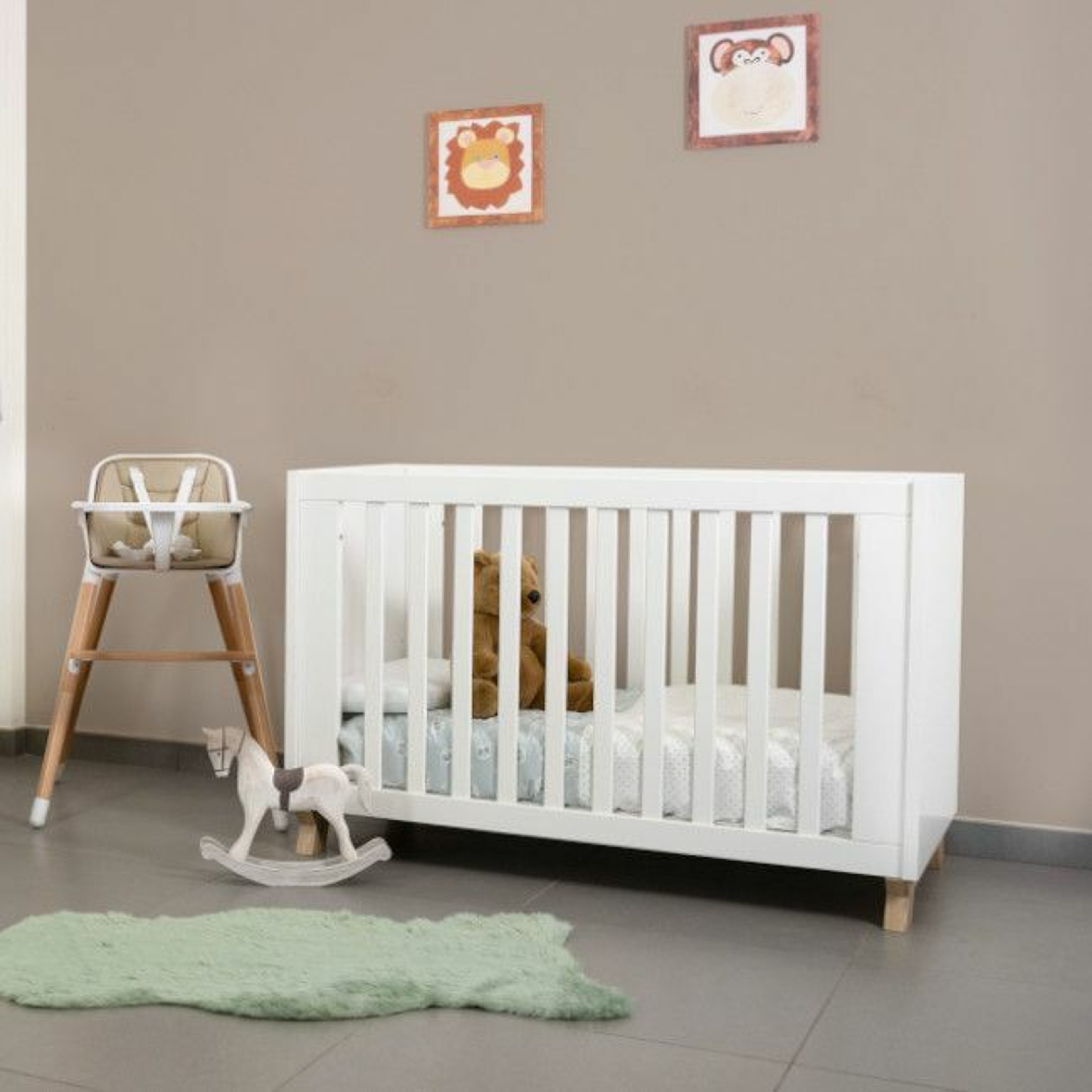 IKID Cama de Grades Veneto Branco e Natural 120x60
