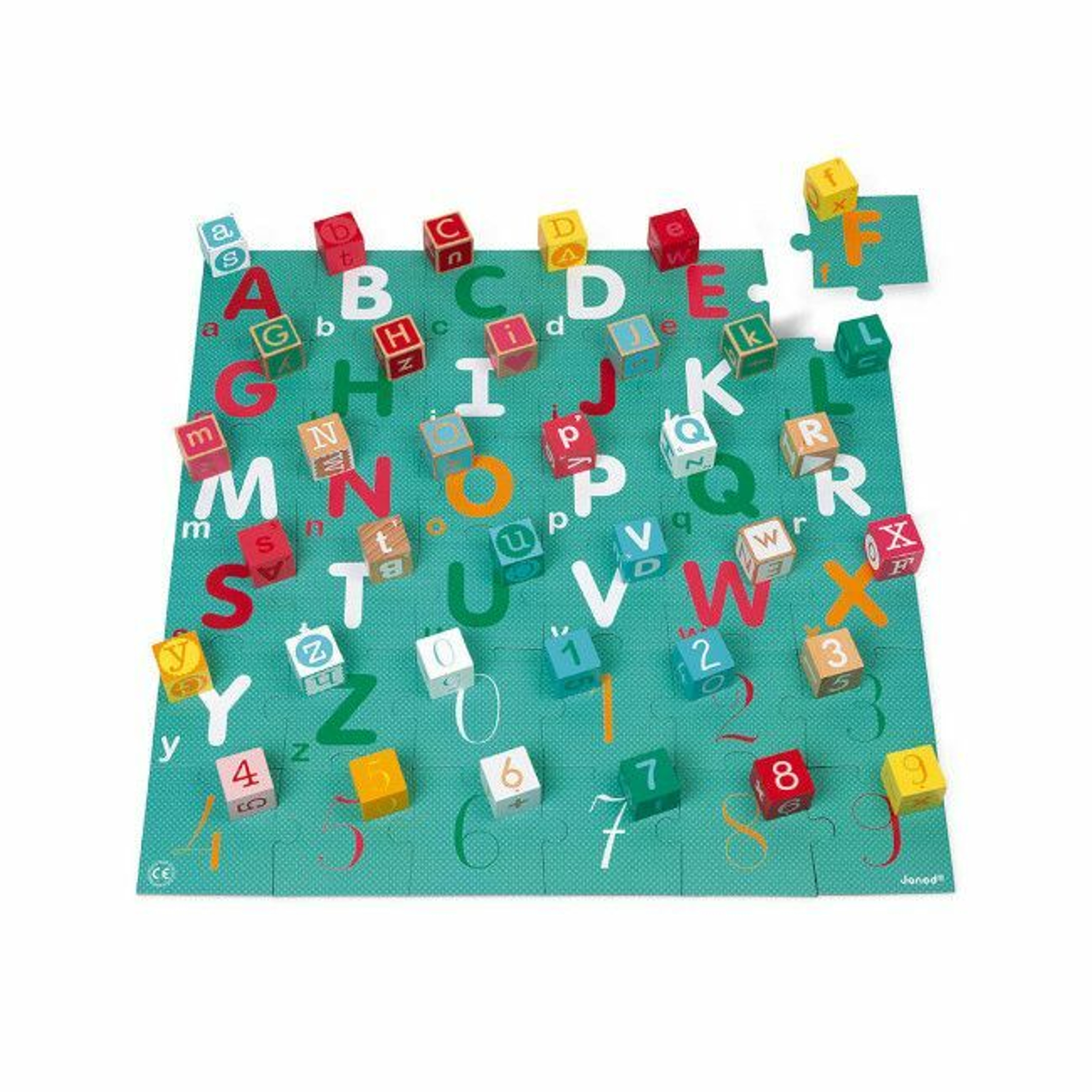 Janod 40 Cubos Kubix + Puzzle Letras e Números +3 Anos J08307